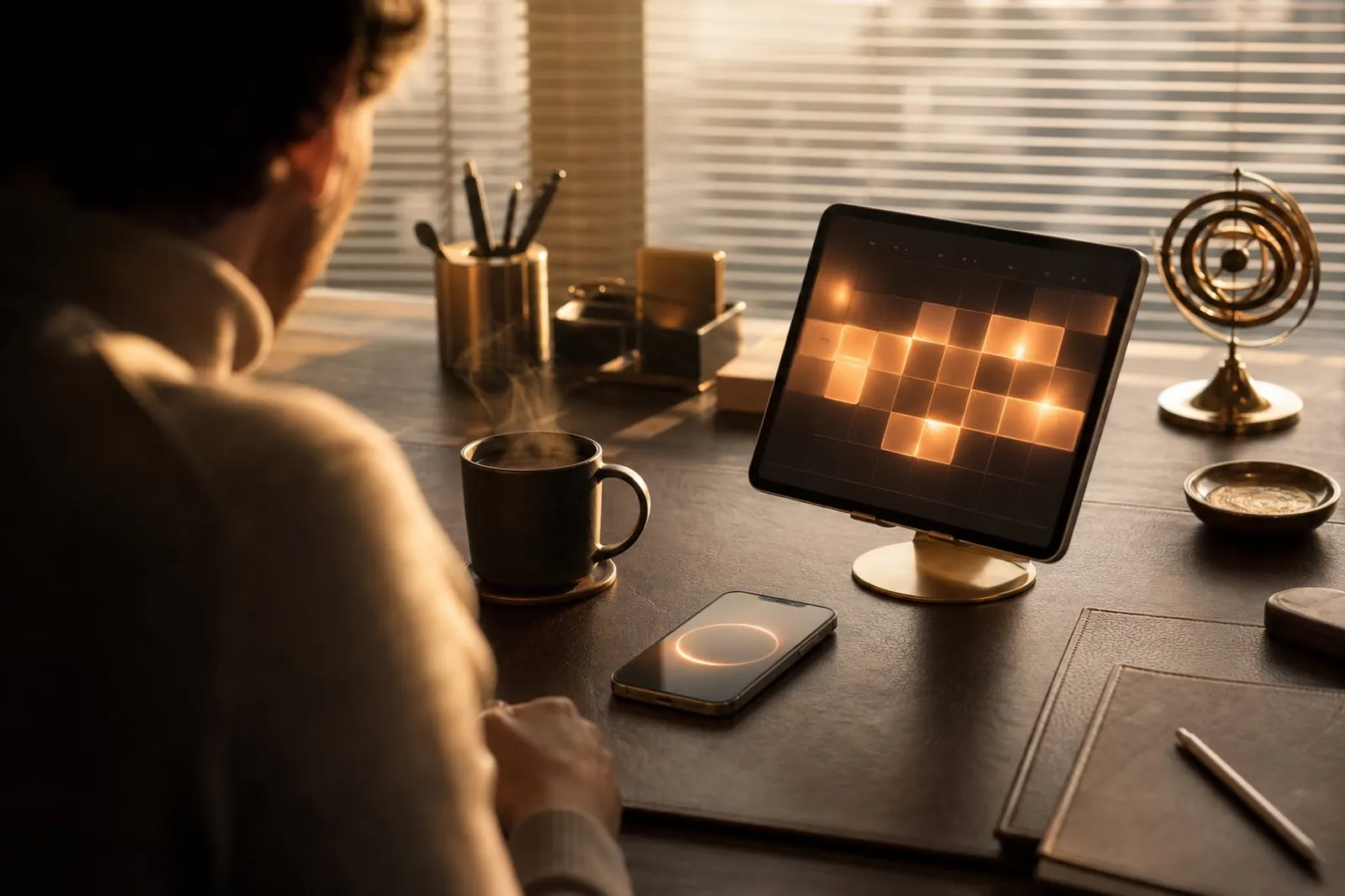 A quiet working desk in daylight — where the routing decisions land.